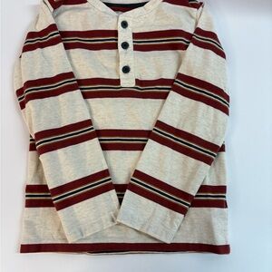 Tommy Bahama Red and Cream Striped Henley